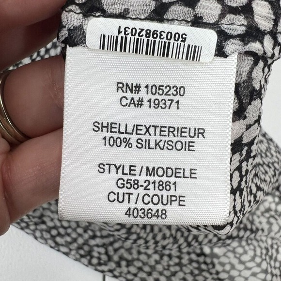 Joie Size XS Button Up Blouse Silk Laurel Sheer Caviar Abstract Dot Print V-Neck - Picture 10 of 12